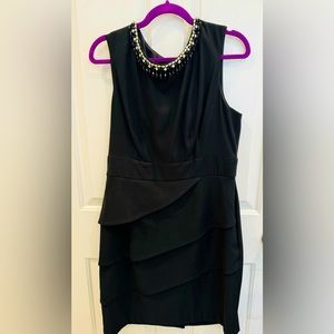 CONNECTED APPAREL Beaded Accent Sleeveless Black Dress (16)